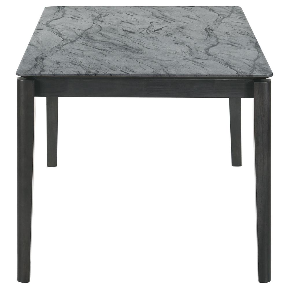 Stevie Rectangular Faux Marble Top Dining Table Grey and Black. Picture 5