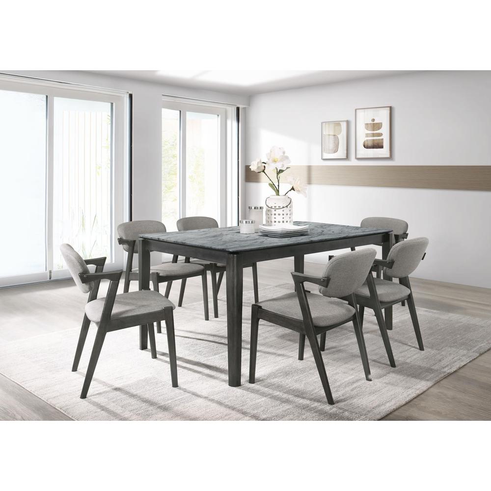 Stevie Rectangular Faux Marble Top Dining Table Grey and Black. Picture 11