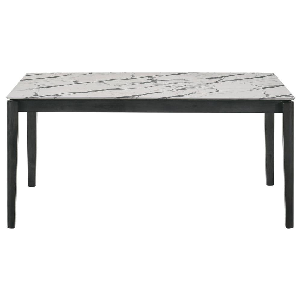Stevie Rectangular Faux Marble Top Dining Table White and Black. Picture 4
