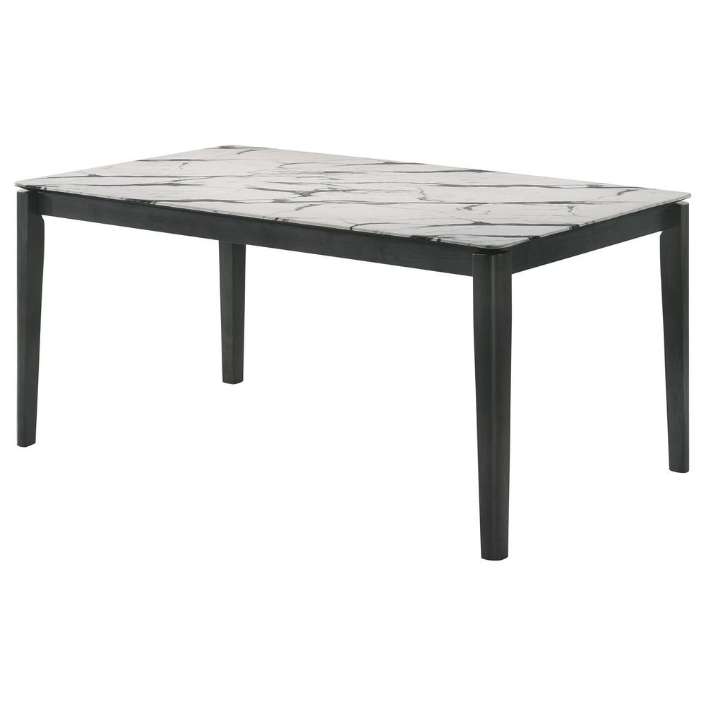 Stevie Rectangular Faux Marble Top Dining Table White and Black. Picture 5
