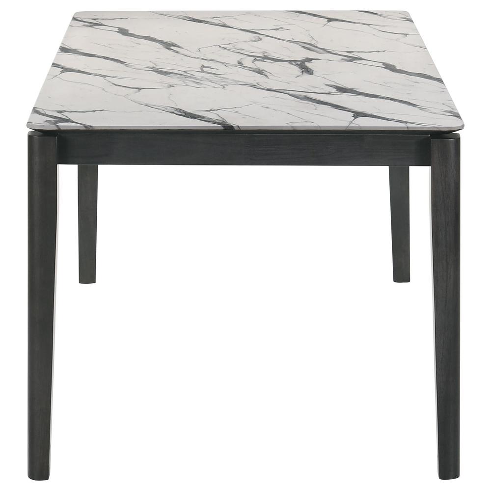 Stevie Rectangular Faux Marble Top Dining Table White and Black. Picture 6