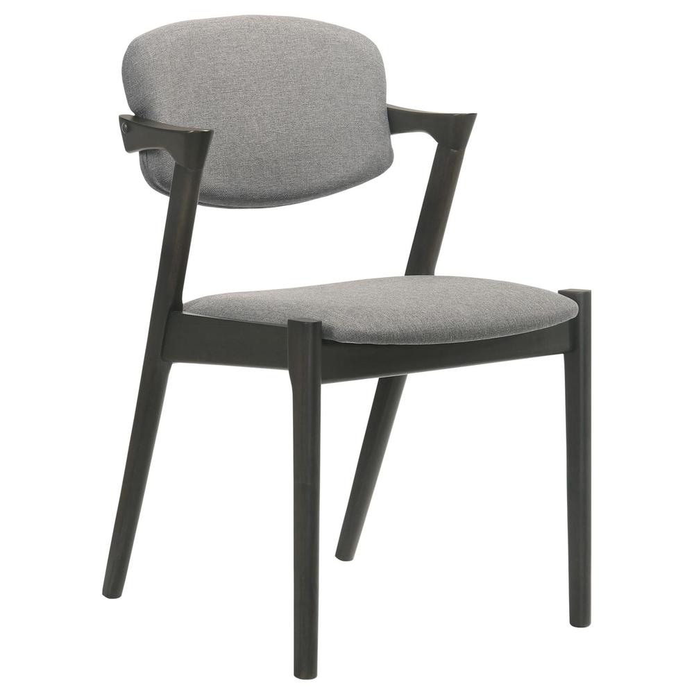 Stevie Upholstered Demi Arm Dining Side Chairs Brown Grey and Black (Set of 2). Picture 2