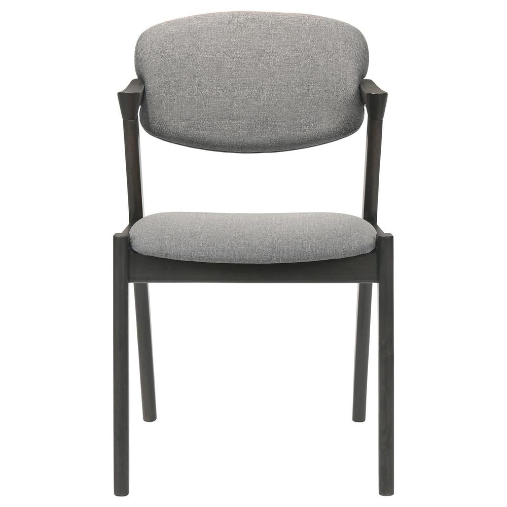 Stevie Upholstered Demi Arm Dining Side Chairs Brown Grey and Black (Set of 2). Picture 3