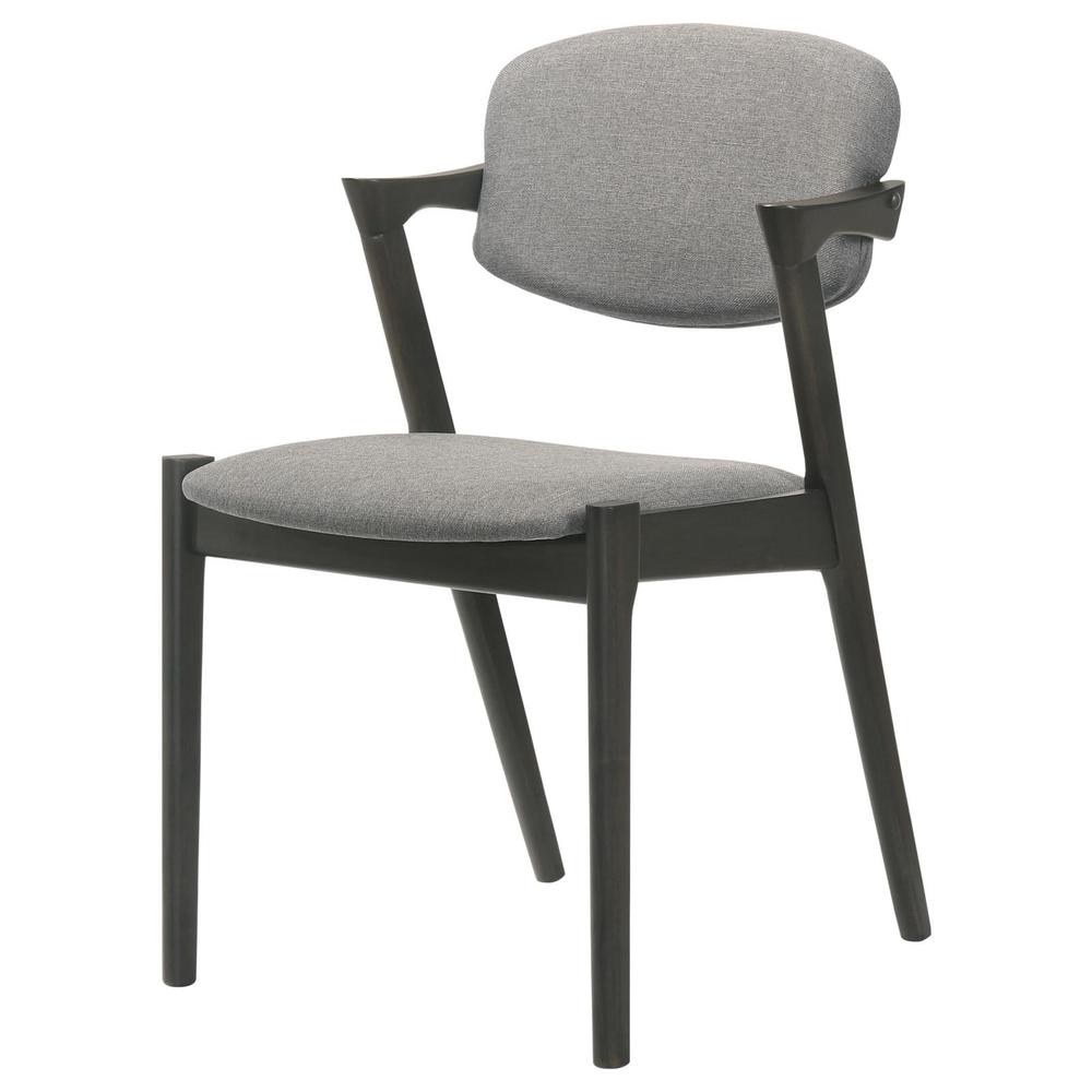 Stevie Upholstered Demi Arm Dining Side Chairs Brown Grey and Black (Set of 2). Picture 4