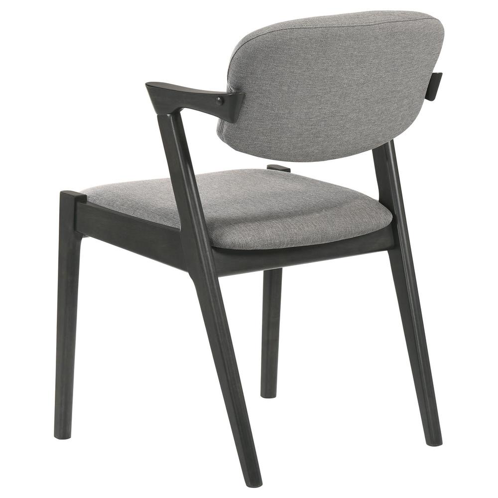 Stevie Upholstered Demi Arm Dining Side Chairs Brown Grey and Black (Set of 2). Picture 6