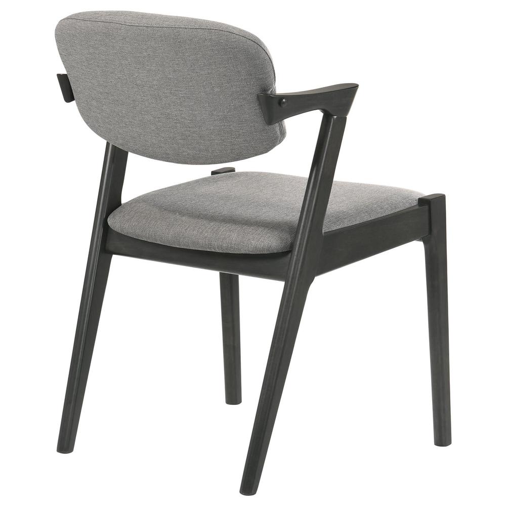 Stevie Upholstered Demi Arm Dining Side Chairs Brown Grey and Black (Set of 2). Picture 7