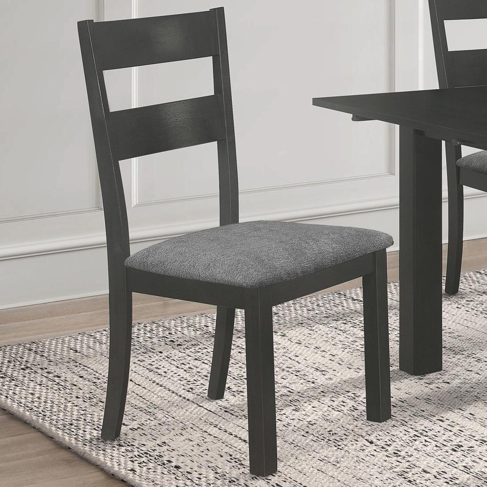 Jakob Upholstered Side Chairs with Ladder Back (Set of 2) Grey and Black. Picture 1