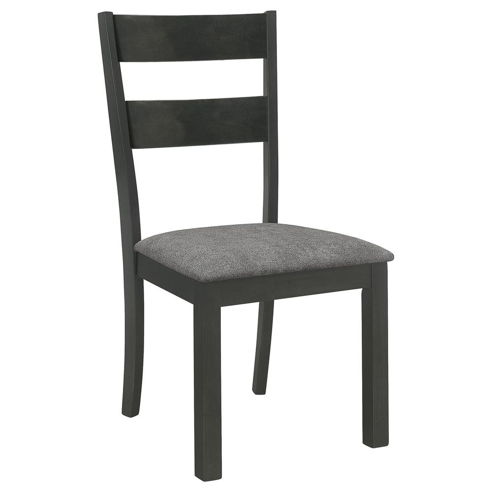 Jakob Upholstered Side Chairs with Ladder Back (Set of 2) Grey and Black. Picture 2