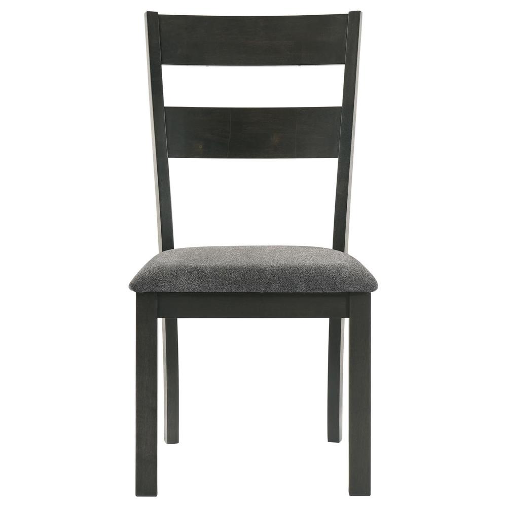 Jakob Upholstered Side Chairs with Ladder Back (Set of 2) Grey and Black. Picture 3