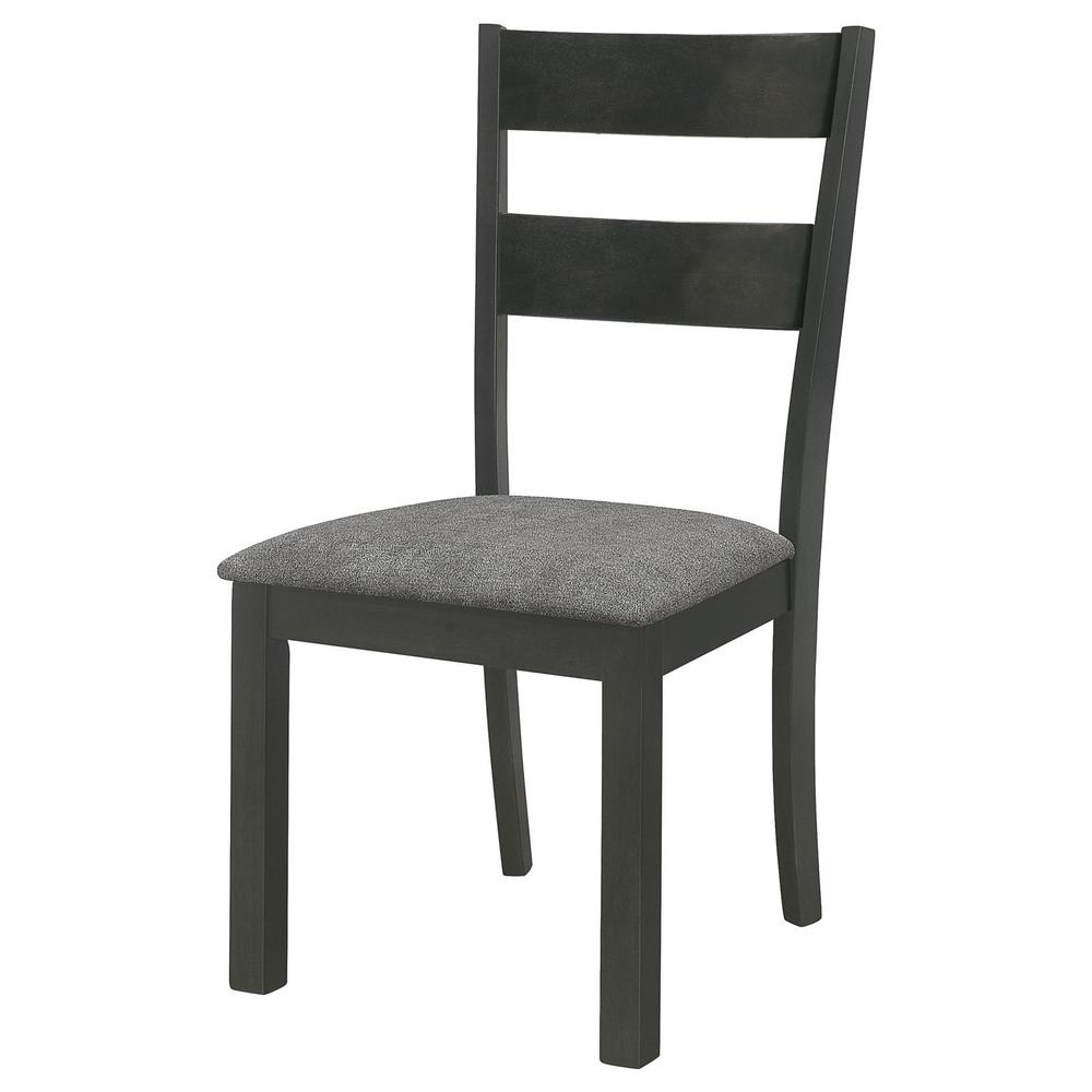 Jakob Upholstered Side Chairs with Ladder Back (Set of 2) Grey and Black. Picture 4