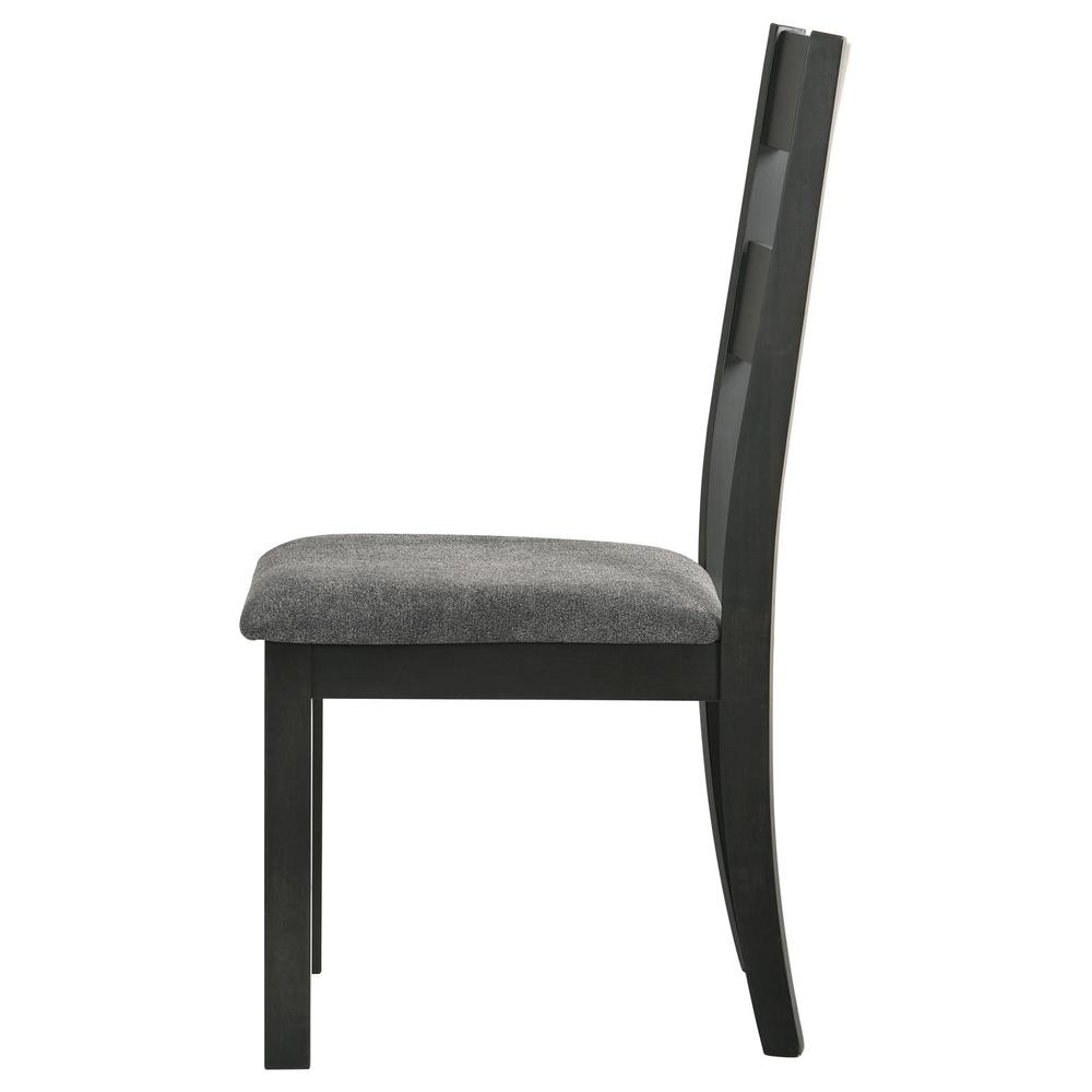 Jakob Upholstered Side Chairs with Ladder Back (Set of 2) Grey and Black. Picture 5