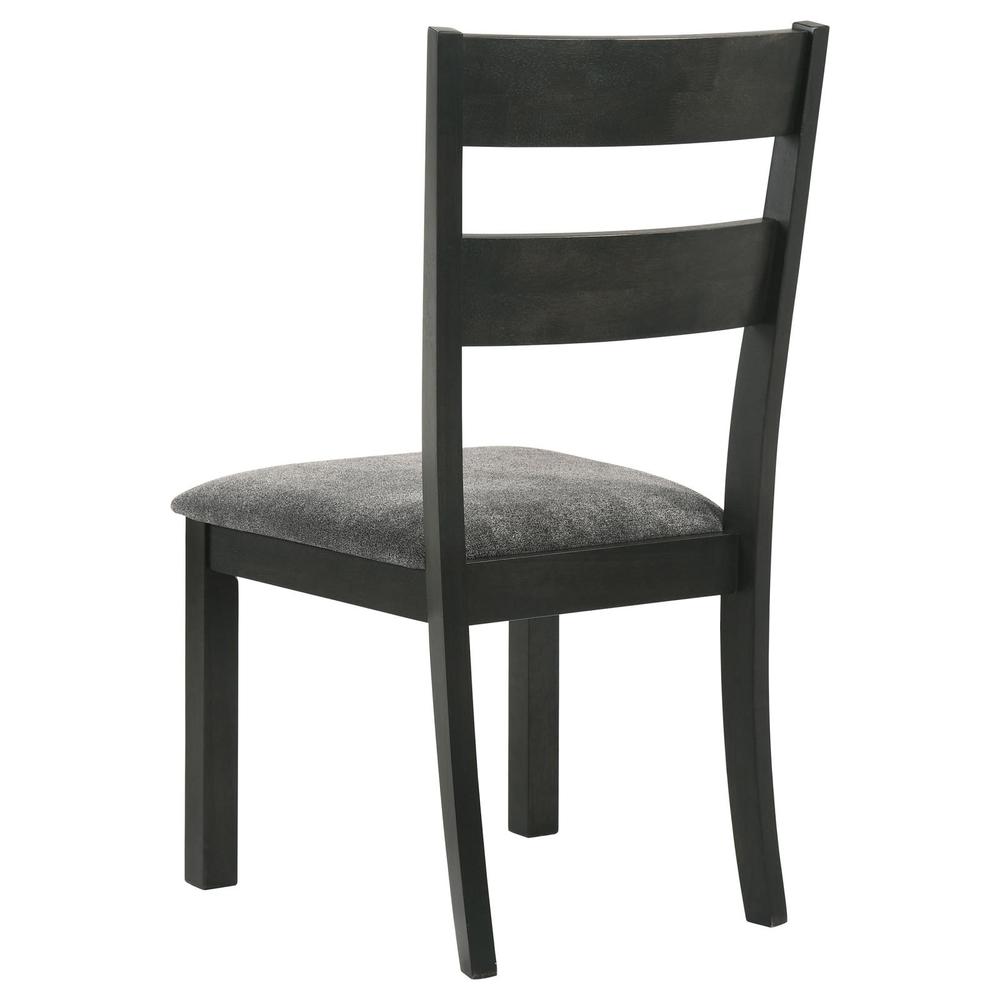 Jakob Upholstered Side Chairs with Ladder Back (Set of 2) Grey and Black. Picture 6