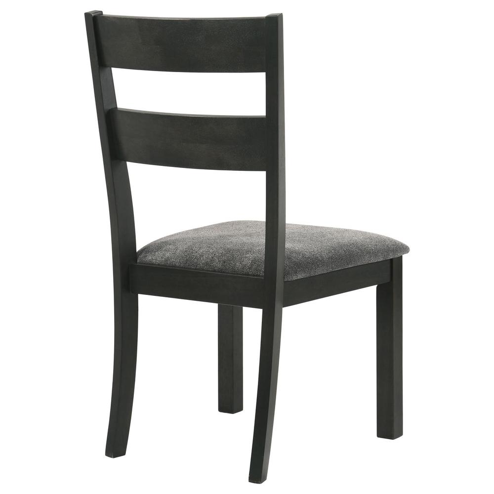 Jakob Upholstered Side Chairs with Ladder Back (Set of 2) Grey and Black. Picture 7