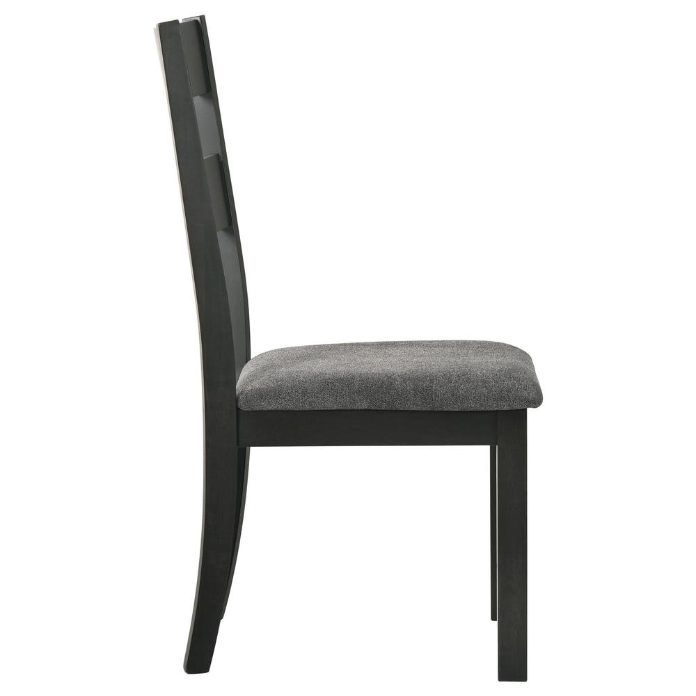 Jakob Upholstered Side Chairs with Ladder Back (Set of 2) Grey and Black. Picture 8