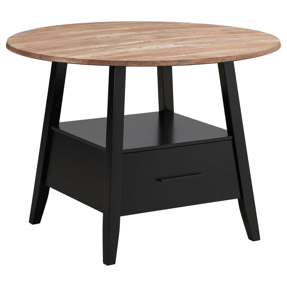 Gibson 1-drawer Round Counter Height Table Yukon Oak and Black. Picture 2