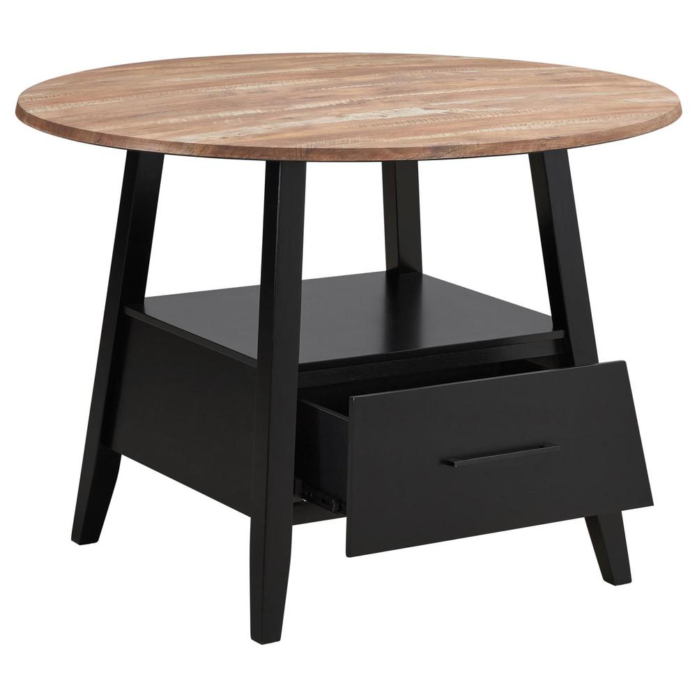 Gibson 1-drawer Round Counter Height Table Yukon Oak and Black. Picture 3