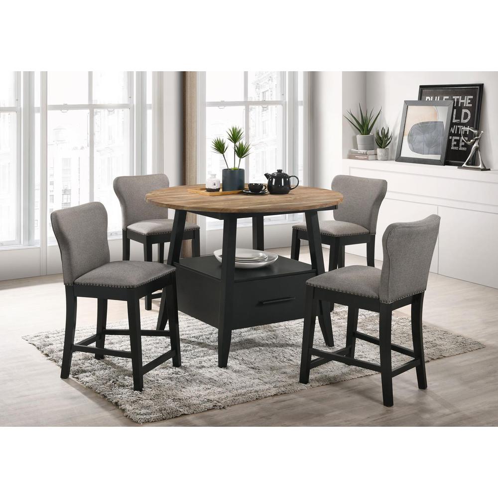 Gibson Round 5-piece Counter Height Dining Set Yukon Oak and Black. Picture 11
