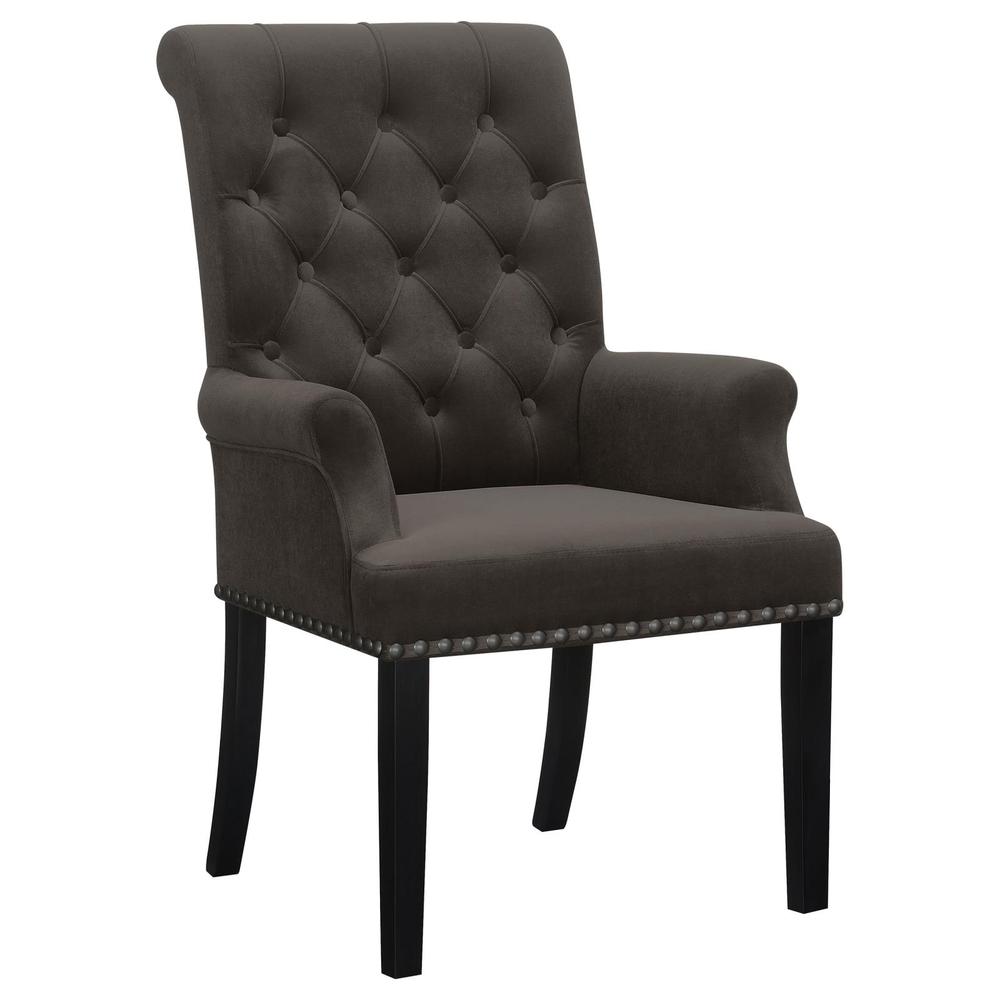 Alana Upholstered Tufted Arm Chair with Nailhead Trim. Picture 1