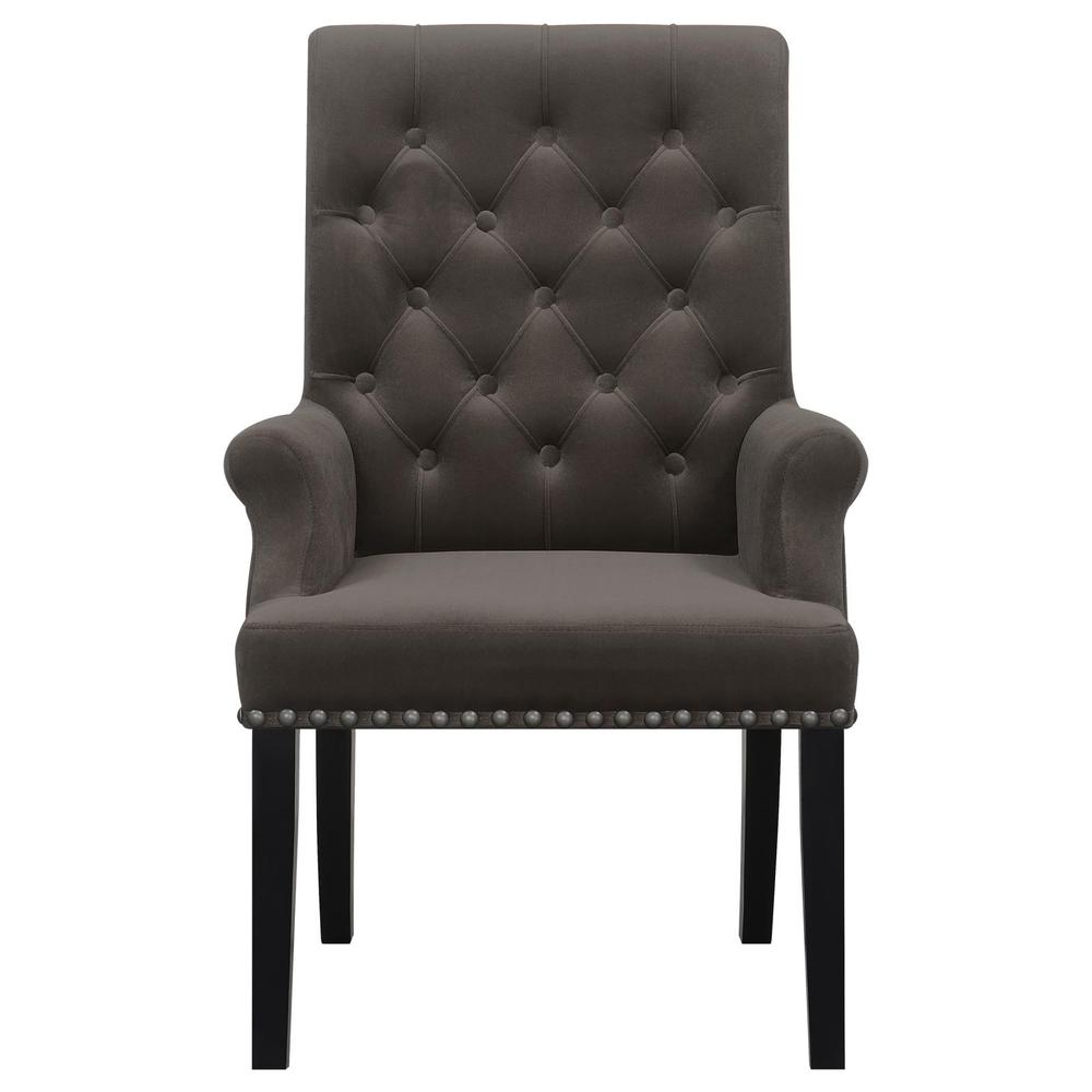 Alana Upholstered Tufted Arm Chair with Nailhead Trim. Picture 2