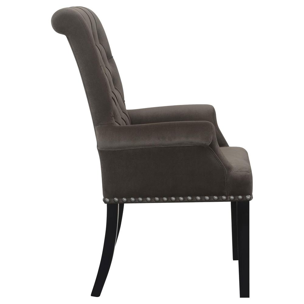 Alana Upholstered Tufted Arm Chair with Nailhead Trim. Picture 7