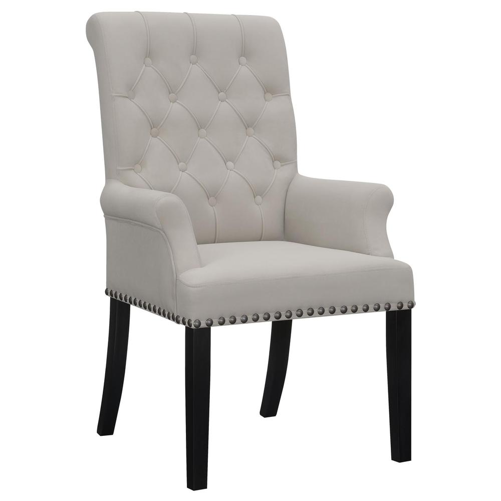 Alana Upholstered Tufted Arm Chair with Nailhead Trim. Picture 1
