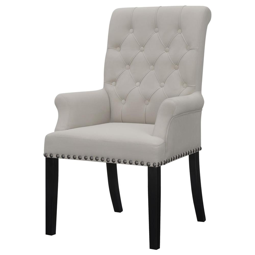 Alana Upholstered Tufted Arm Chair with Nailhead Trim. Picture 3