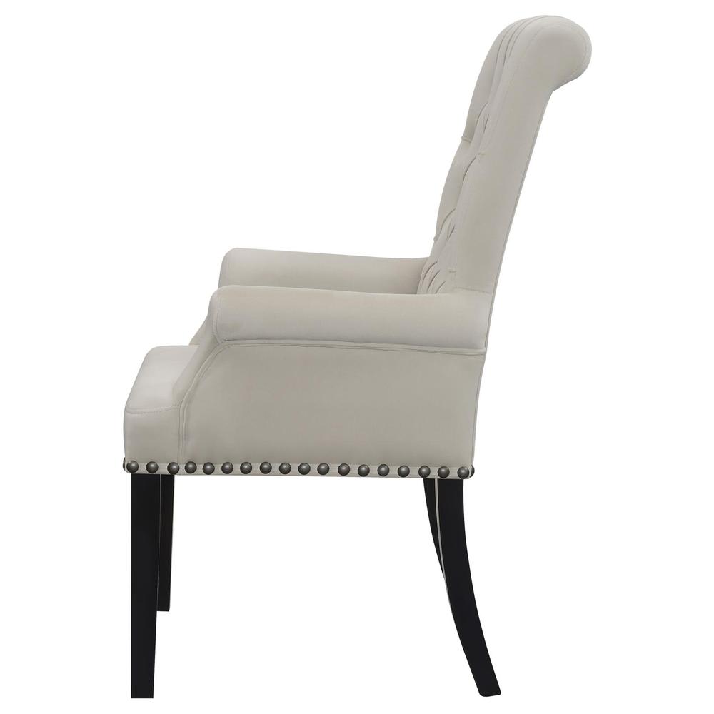 Alana Upholstered Tufted Arm Chair with Nailhead Trim. Picture 4