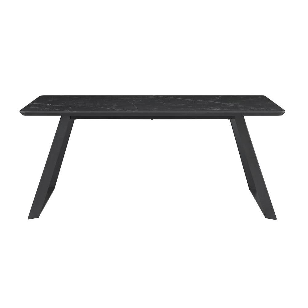 Smith Rectangle Ceramic Top Dining Table Black and Gunmetal. Picture 3