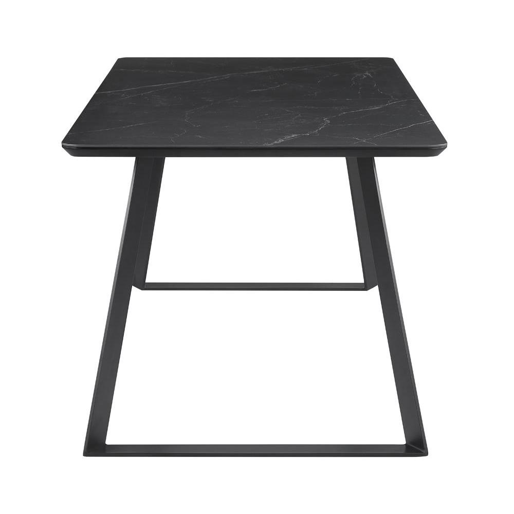 Smith Rectangle Ceramic Top Dining Table Black and Gunmetal. Picture 4
