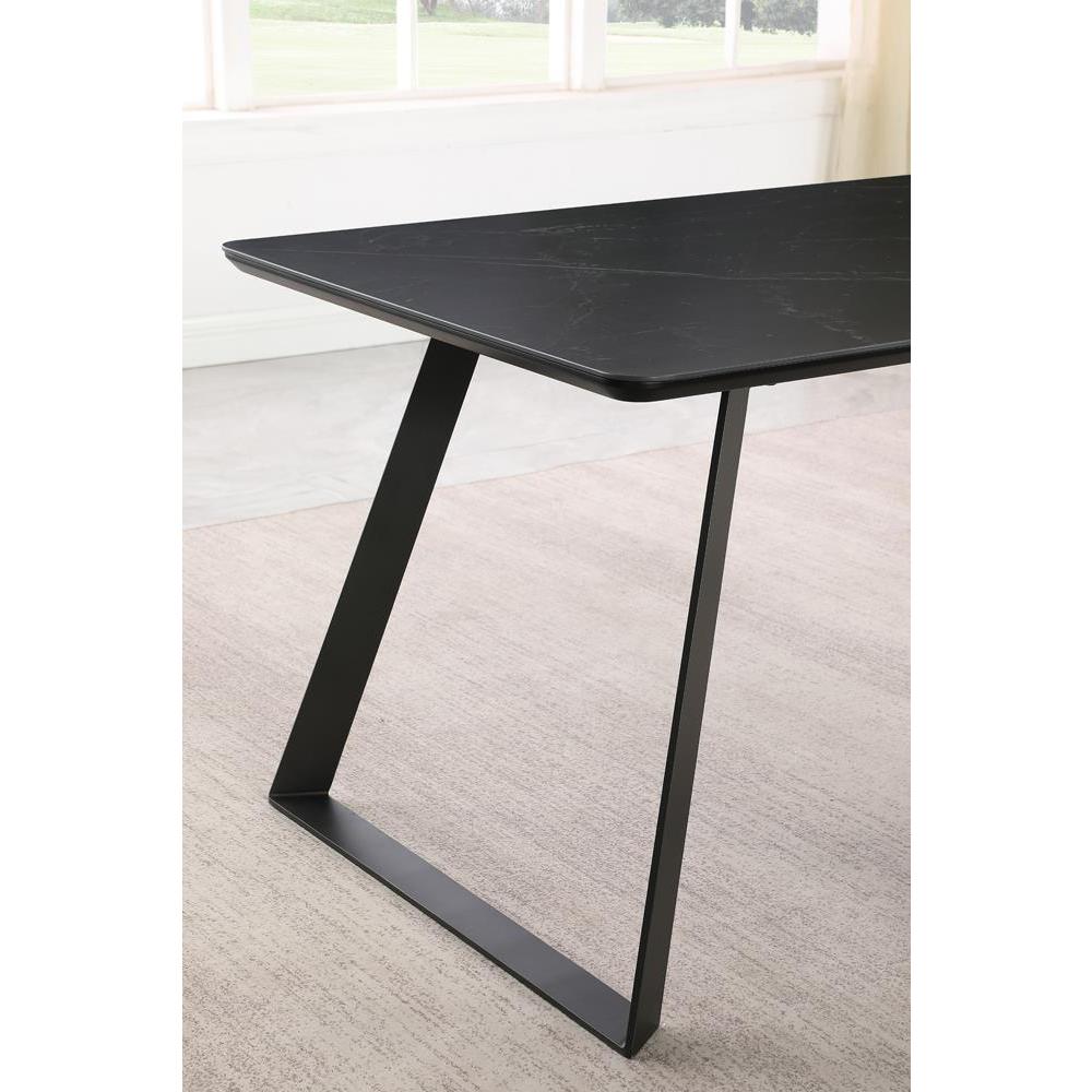 Smith Rectangle Ceramic Top Dining Table Black and Gunmetal. Picture 6