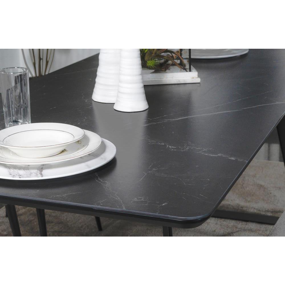 Smith Rectangle Ceramic Top Dining Table Black and Gunmetal. Picture 8