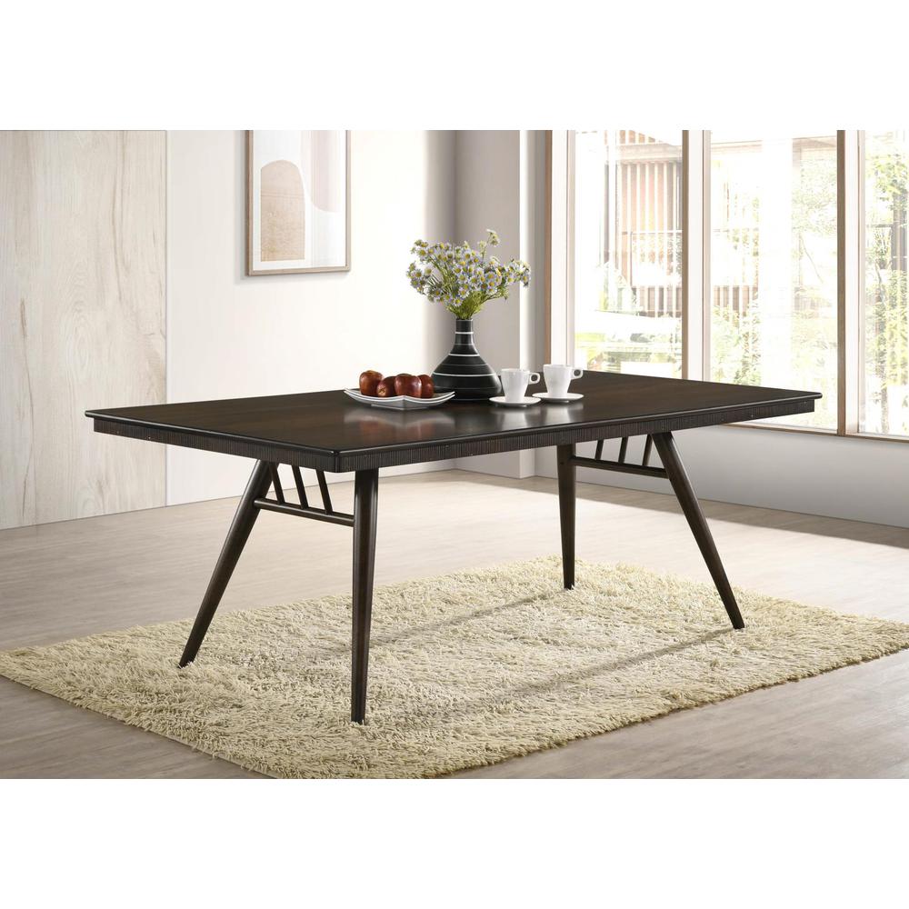 Wes Rectangular Dining Table Dark Walnut. Picture 1