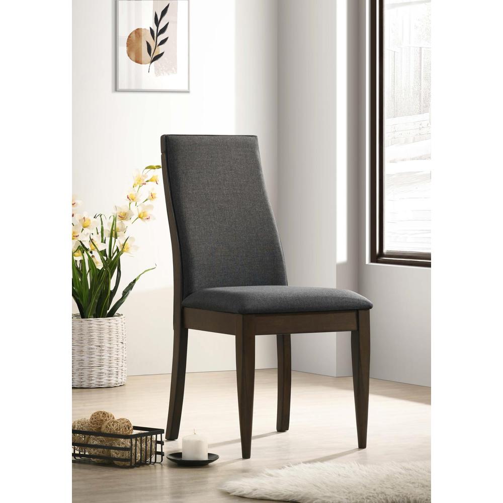 Wes Upholstered Side Chair (Set of 2) Grey and Dark Walnut. Picture 1