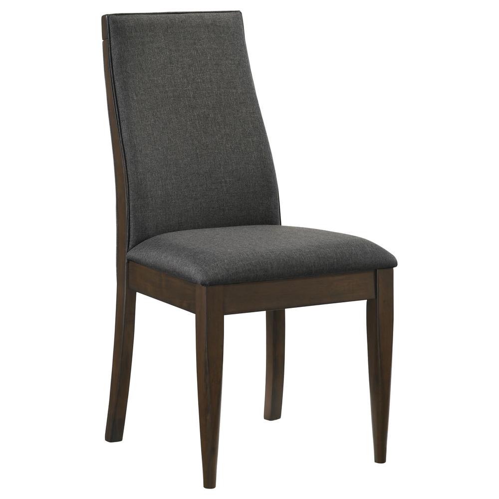 Wes Upholstered Side Chair (Set of 2) Grey and Dark Walnut. Picture 2