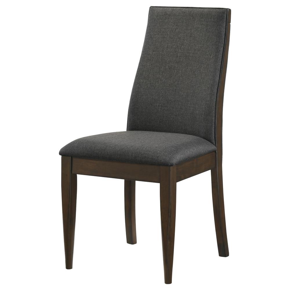 Wes Upholstered Side Chair (Set of 2) Grey and Dark Walnut. Picture 4