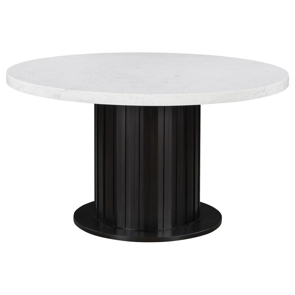 Sherry Round Dining Table Rustic Espresso and White. Picture 2