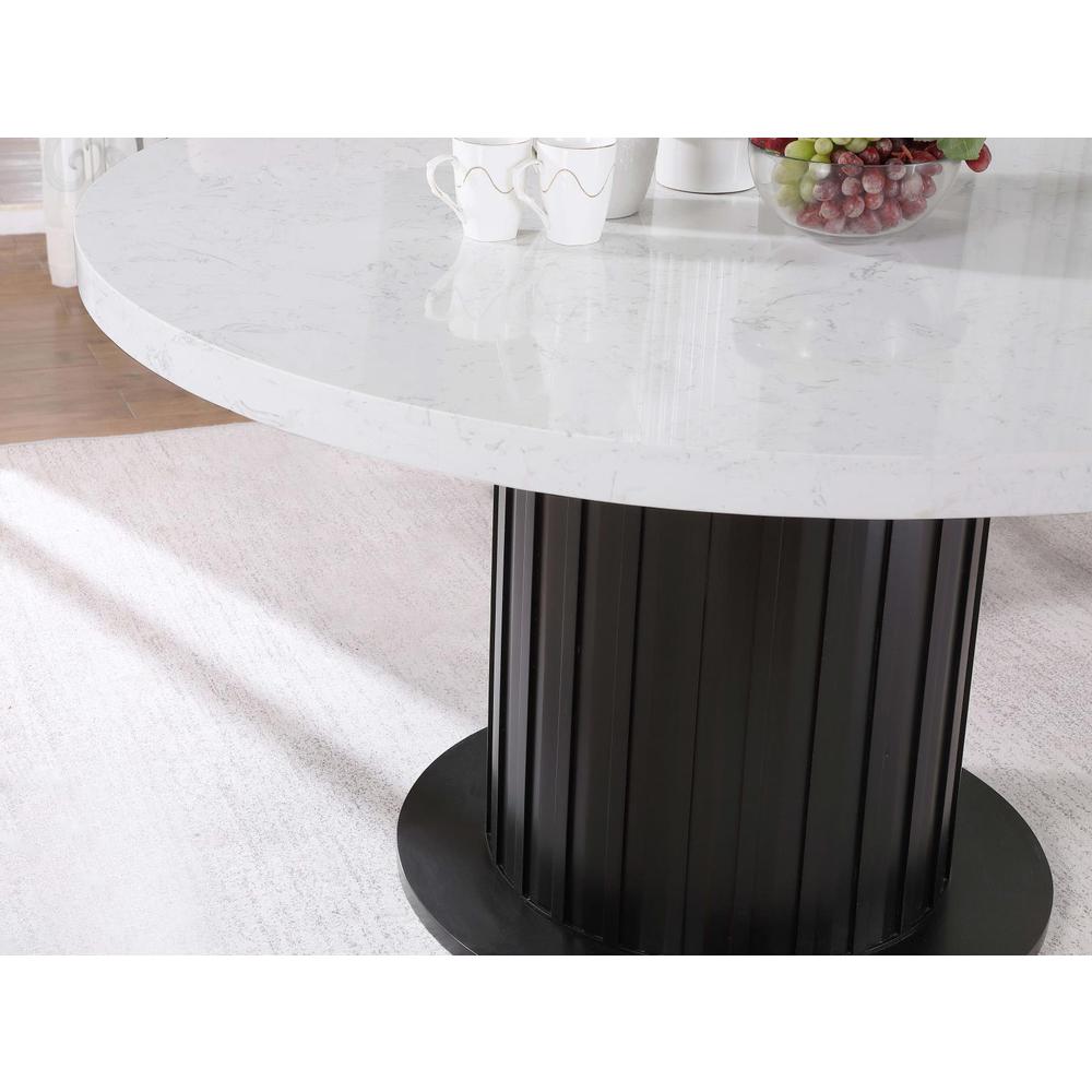 Sherry Round Dining Table Rustic Espresso and White. Picture 4