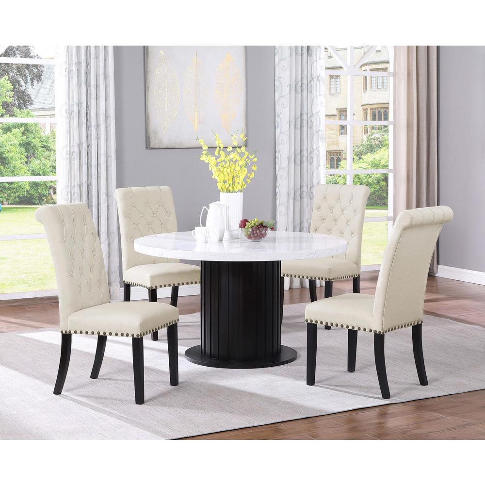 Sherry 5-piece Round Dining Set with Beige Fabric Chairs. Picture 12