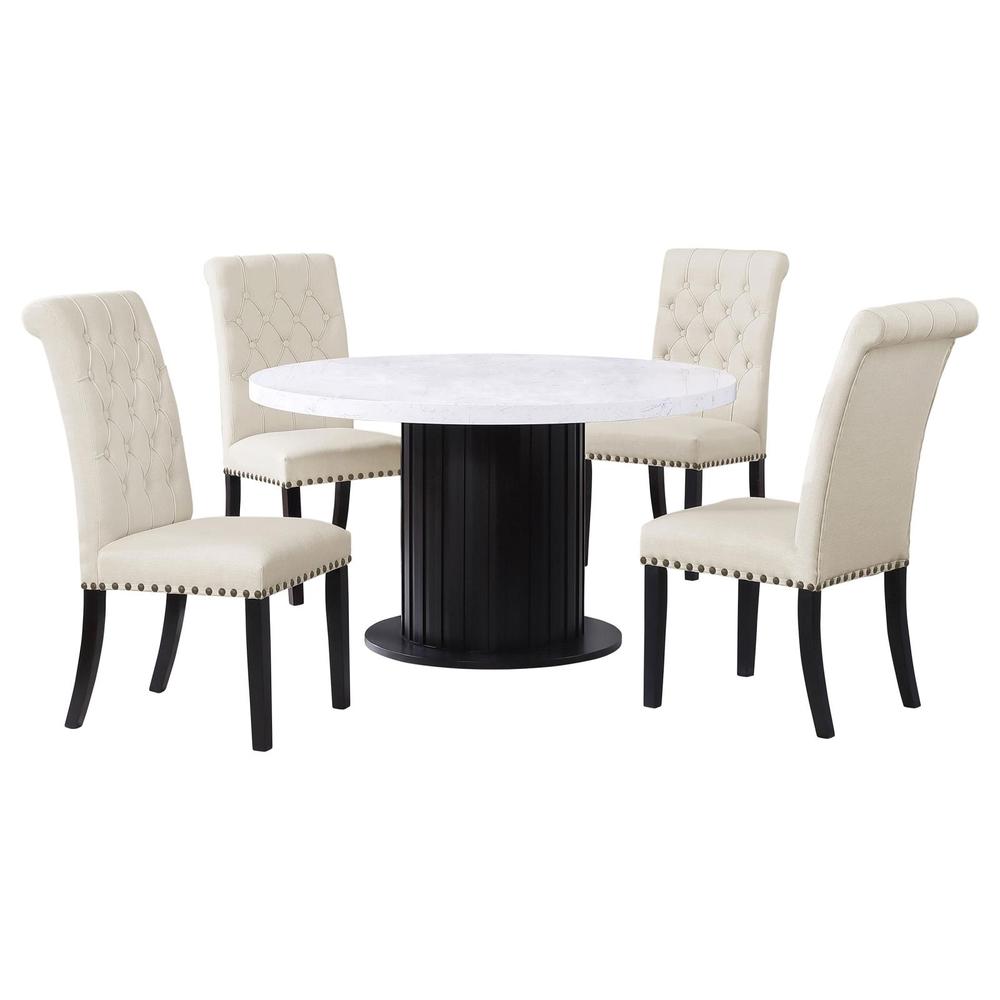 Sherry 5-piece Round Dining Set with Beige Fabric Chairs. Picture 1