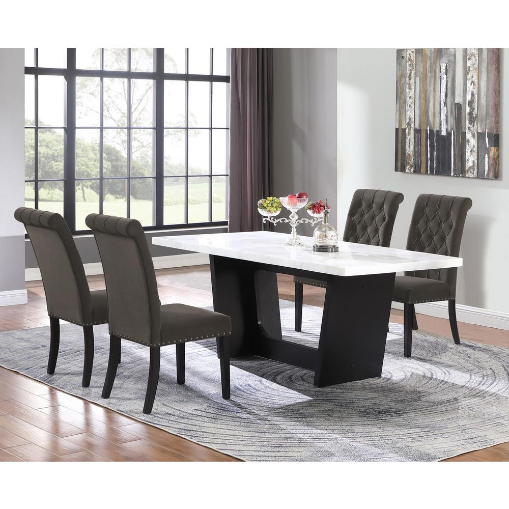 Sherry 5-piece Rectangular Marble Top Dining Set Brown and White. Picture 11