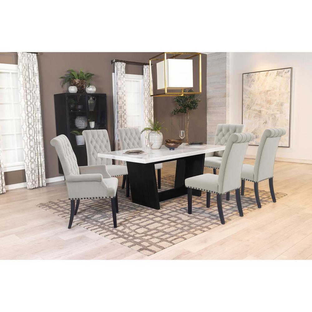 Sherry 7-piece Rectangular Marble Top Dining Set Sand and White. Picture 13