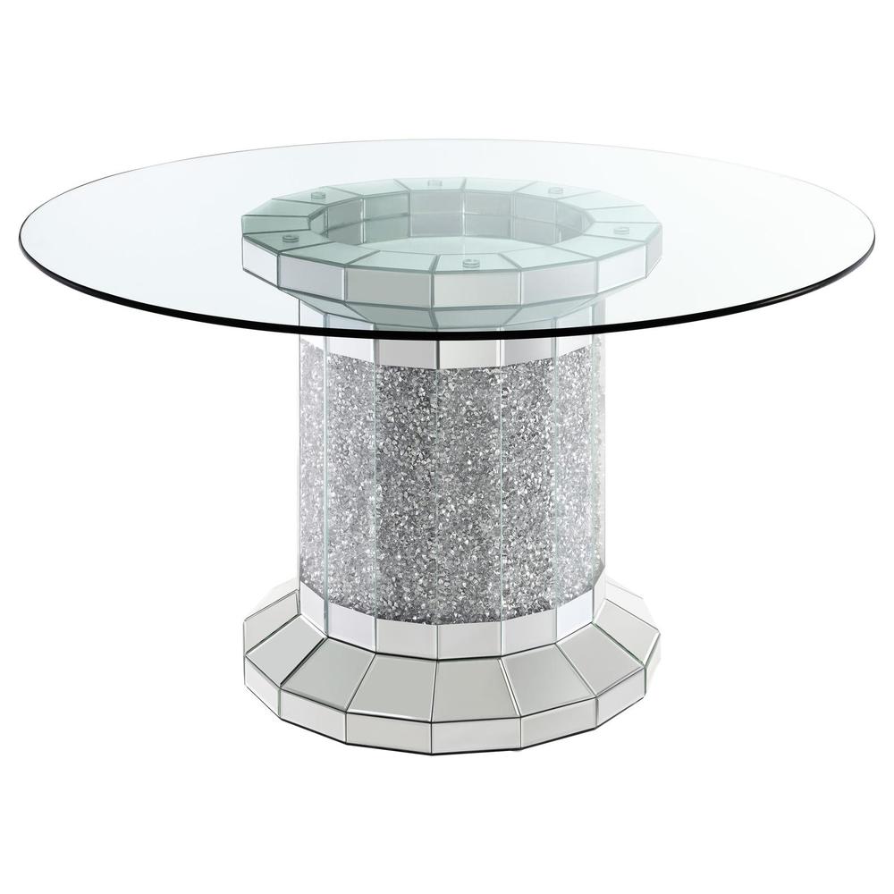Ellie 5-piece Cylinder Pedestal Dining Room Set Mirror and Grey. Picture 2