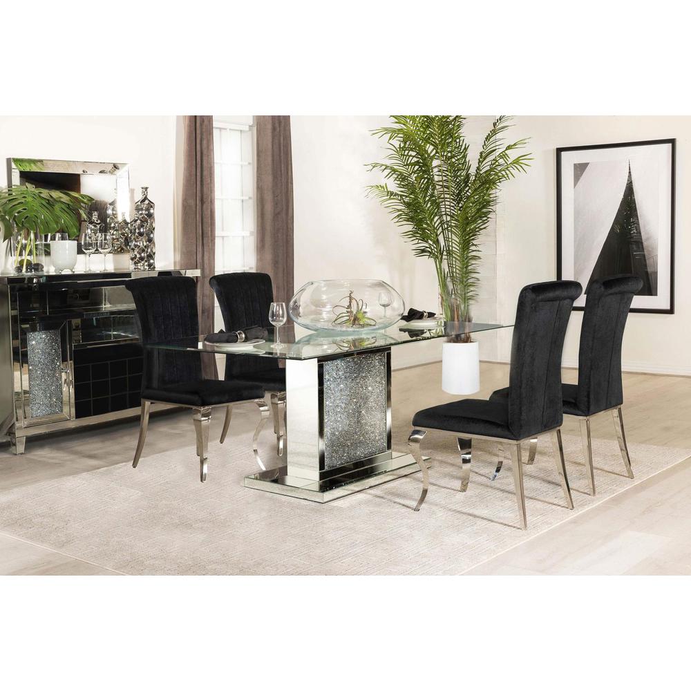 Marilyn 5-piece Rectangular Dining Set Mirror and Black. Picture 7