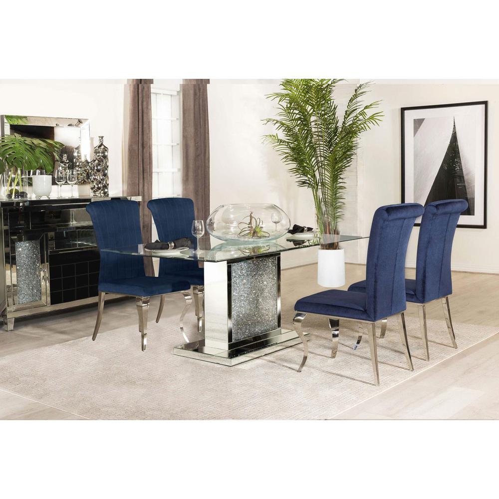 Marilyn 5-piece Rectangular Dining Set Mirror and Ink Blue. Picture 8