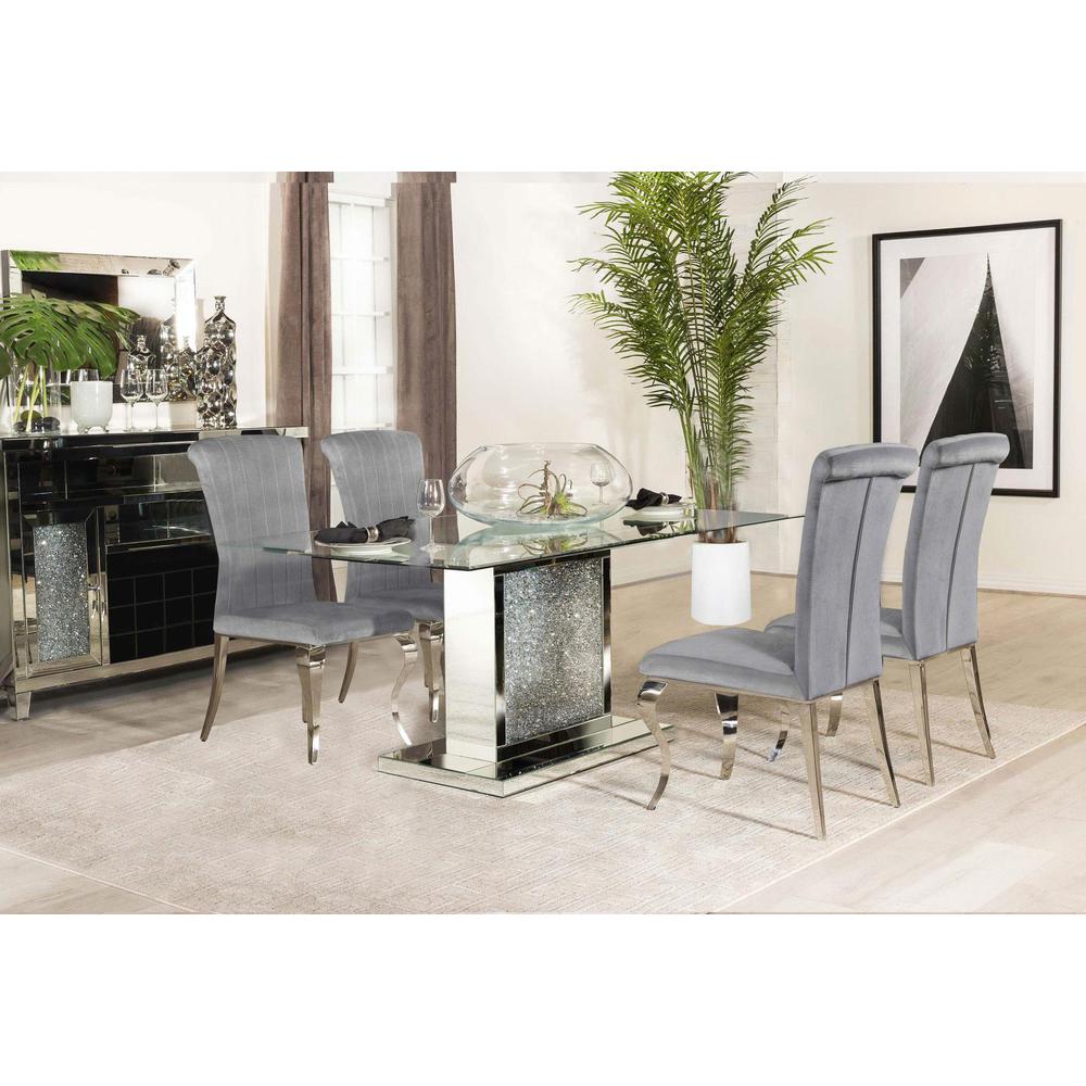 Marilyn 5-piece Rectangular Dining Set Mirror and Grey. Picture 7