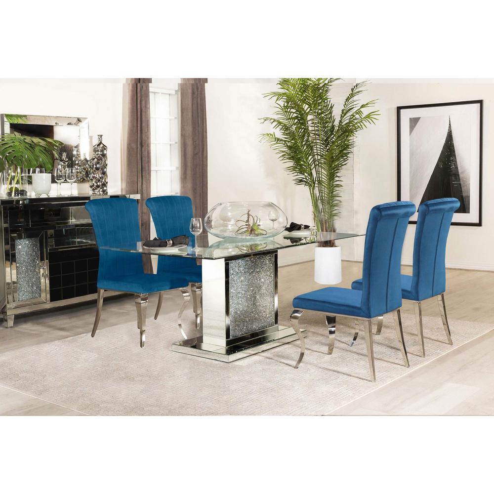 Marilyn 5-piece Rectangular Dining Set Mirror and Teal. Picture 8