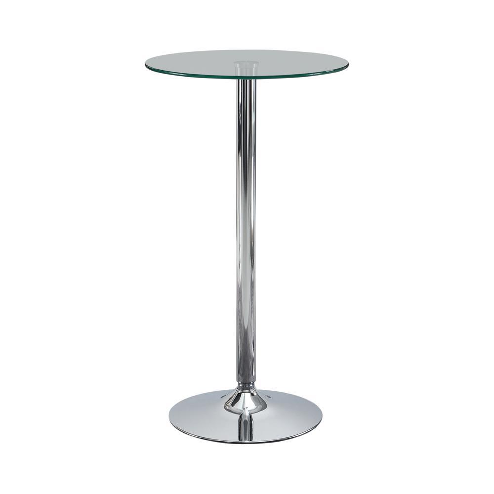 Abiline Glass Top Round Bar Table Chrome. Picture 1