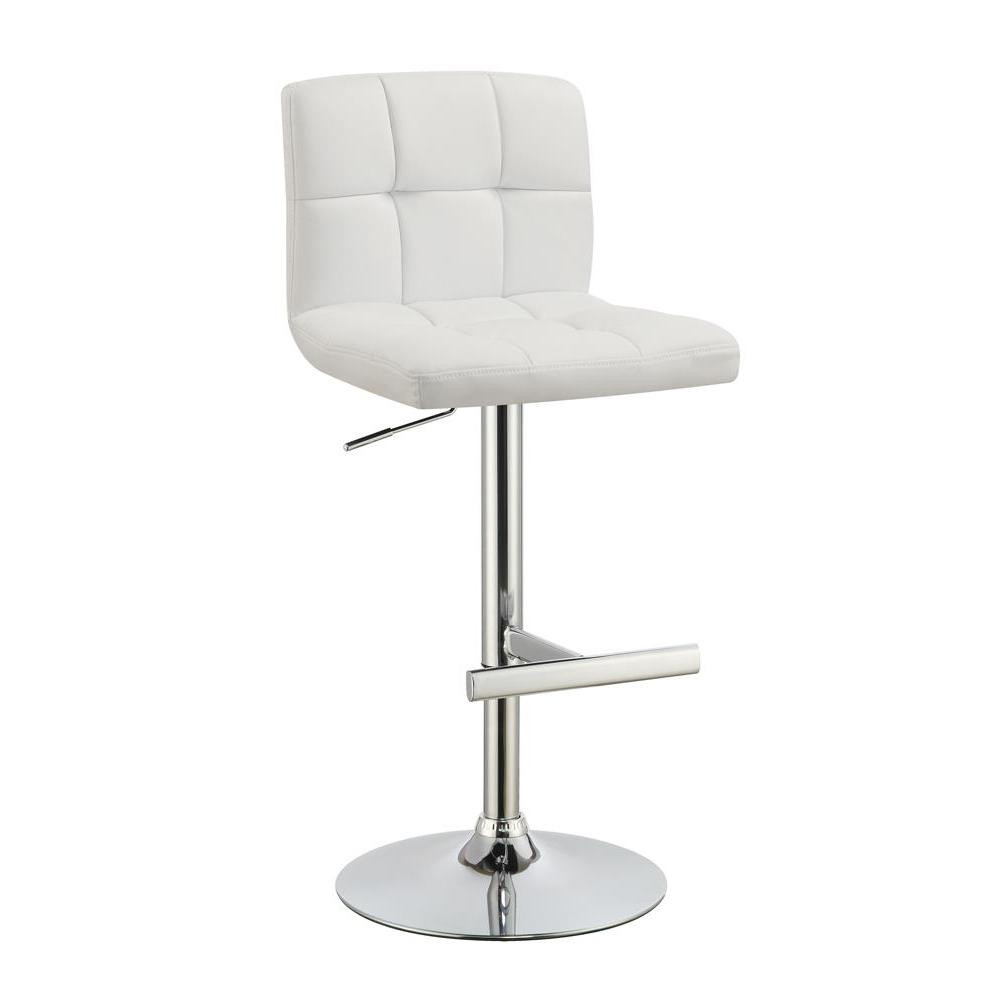 Lenny Adjustable Bar Stools Chrome and White (Set of 2). Picture 1