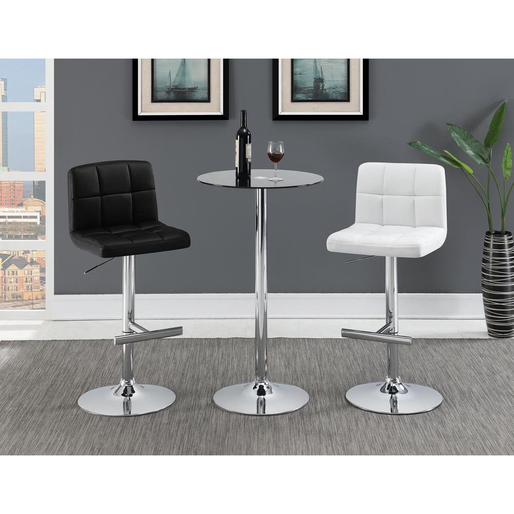 Lenny Adjustable Bar Stools Chrome and White (Set of 2). Picture 2