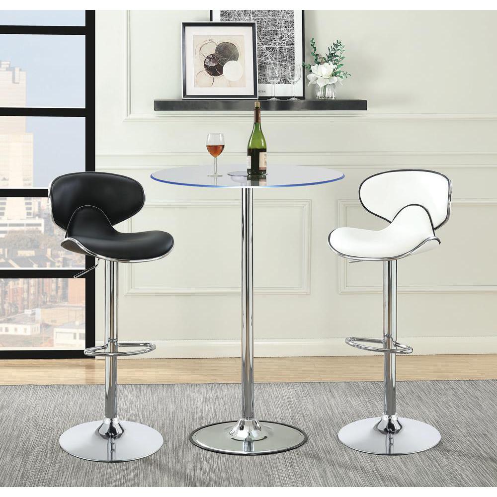 Edenton Upholstered Adjustable Height Bar Stools Black and Chrome (Set of 2). Picture 2
